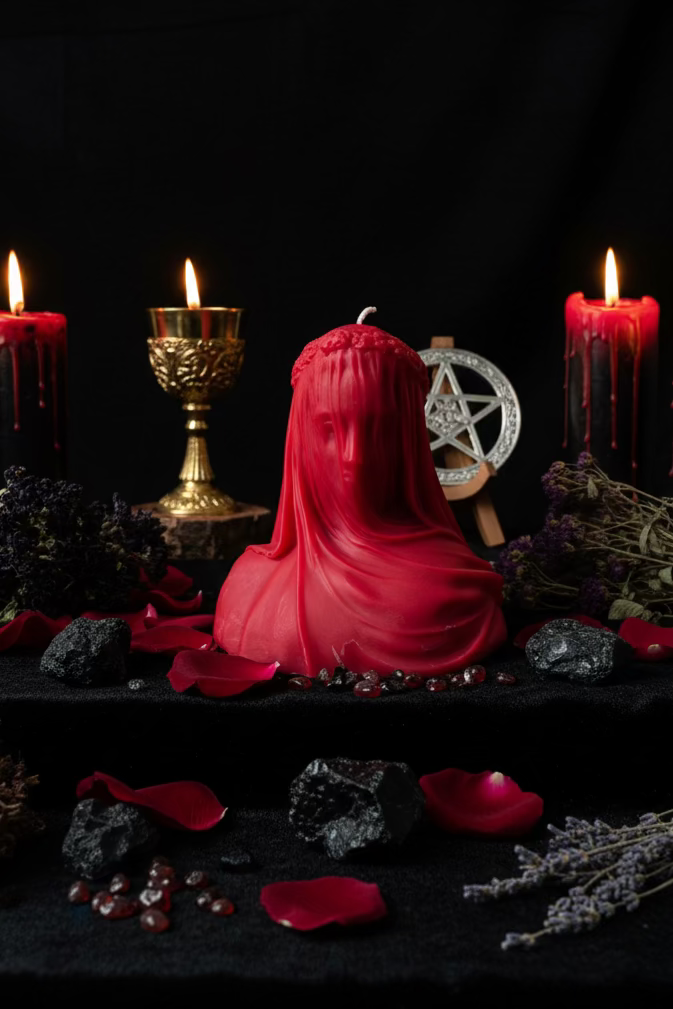 Veiled Woman Altar Candle